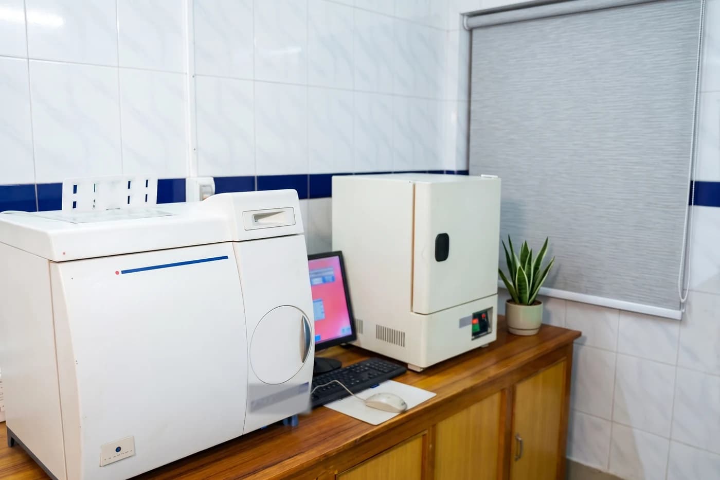 Autoclave and incubator in the microbiology section at Dhaka Clinic, Tangail