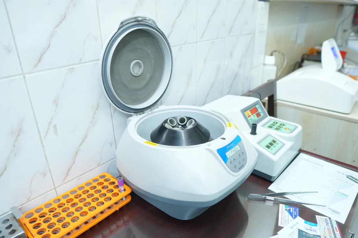 Samples being processed in the laboratory at Dhaka Clinic, Tangail